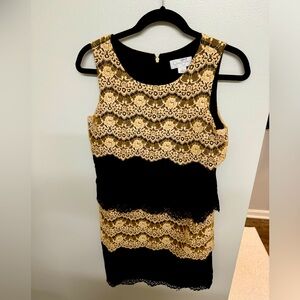 Jessica Simpson Lace Size 6 Beige and Black Dress